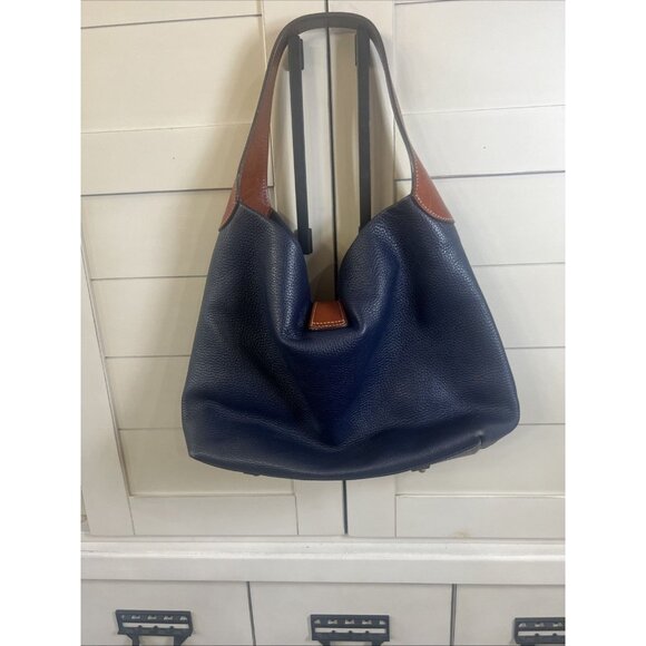 Dooney & Bourke Pebble Grain Logo Lock Shoulder Bag Blue Purse Handbag - Picture 4 of 16